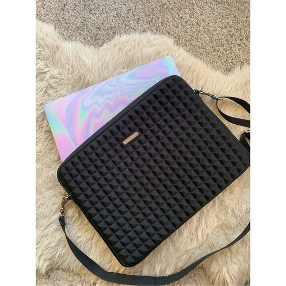 Rebecca Minkoff Regan Textured Neoprene Crossbody Messenger Laptop Bag in Black - Picture 9 of 10